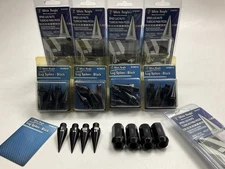 White Knight Black Lug Nuts 14MMX1.50 RH Thread, 3/4" Hex & Spikes - Set Of 20