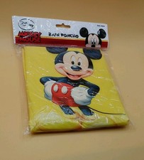 NEW DISNEY MICKEY MOUSE ADULT YELLOW RAIN PONCHO VINYL ONE SIZE FITS ALL NEW
