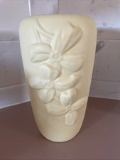 Vintage Haeger Pottery 75th Anniversary Vase Yellow Dogwood Flowers 8.5” Tall