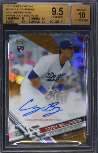 2017 TOPPS CHROME GOLD REFRACTOR CODY BELLINGER ROOKIE RC /50 BGS 9.5 AUTO 10