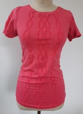 Colosseum Athletic Size M Fitted Active Nylon Top T-Shirt Short Sleeves Pink