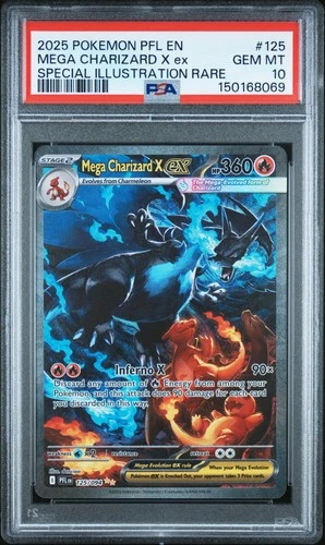 2025 POKEMON PFL SPECIAL ILLUSTRATION RARE #125 MEGA CHARIZARD X EX PSA 10
