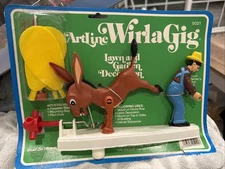 Vintage 1983 Artline Wirlagig Whirligig Donkey Farmer Wind Spinner Lawn Yard