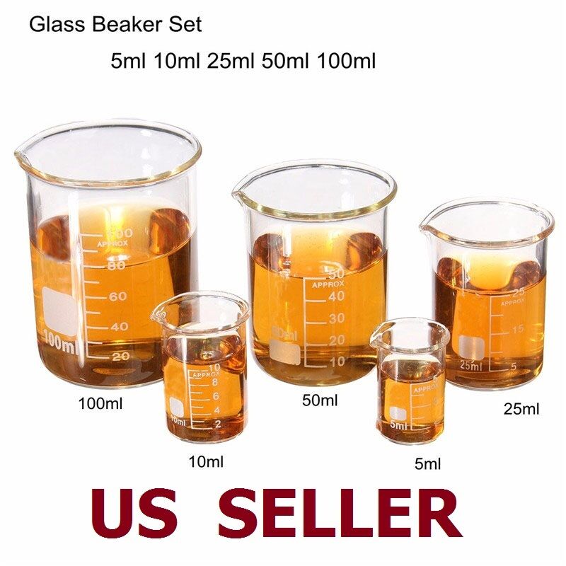 1Set Low Form Glass San Antonio Mall Beaker 5 100ml 25 Borosilicate Factory outlet Measuri 10 50