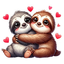 Wall Decal Sticker Sloth, Couple Valentine's Day Wall Sticker 18X18cm Large