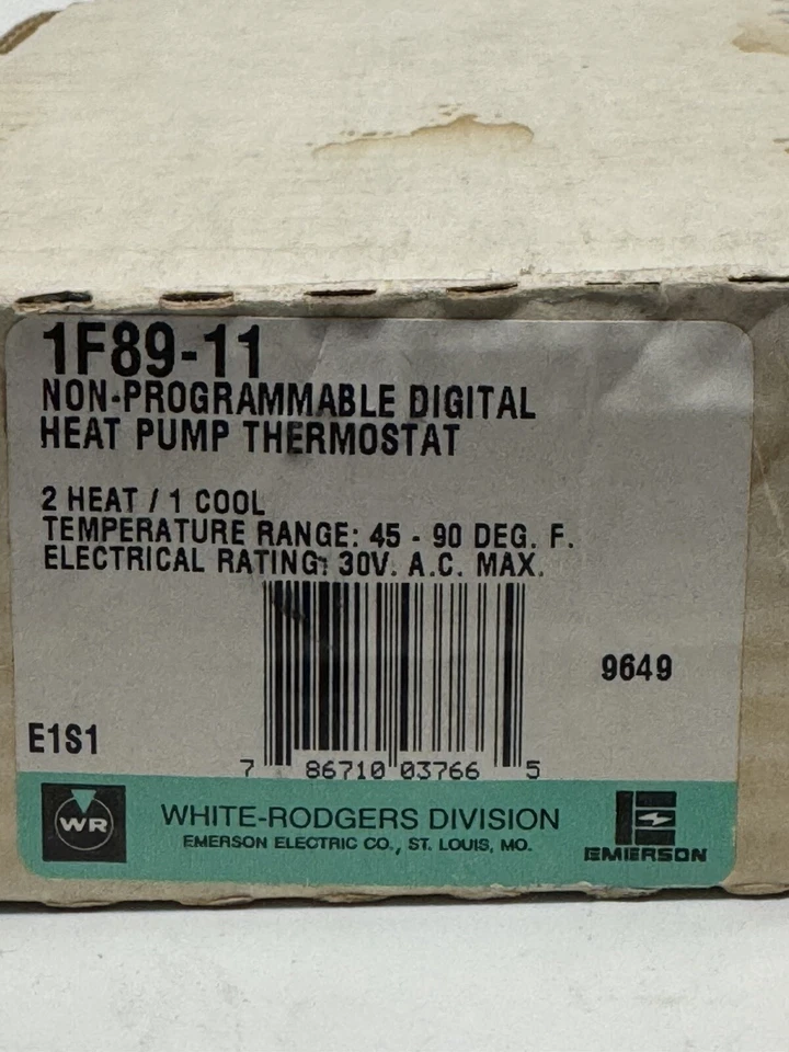 FACTORY SEALED White Rodgers digital thermostat for heat pumps 1F89-11 - Image 3 of 3