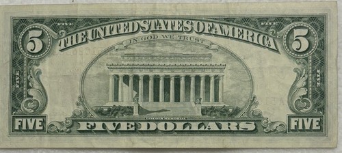 $5 U.S. Note Series 1963 A51026361A Red Seal Washington D.C. UNC #2066 - Picture 2 of 4