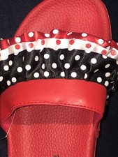 Disney Minnie Mouse Sandals Tiered Ruffle Slip-On Slide Sizes 3, 4, 6-7