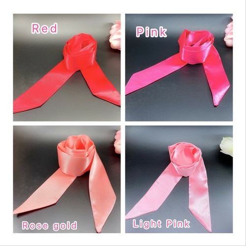 Silk Like Long Thin Narrow Scarves Plain Solid Color Ribbon Handbag Handle Wraps - Picture 5 of 35