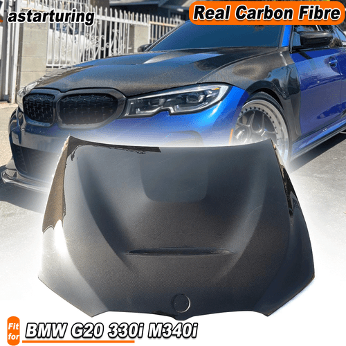 Fit For BMW G20 330i M340i 2019-2022 REAL Carbon Bumper Engine Hood Bonnet Cover - Picture 1 of 11