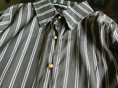 Sunda Fashion Striped 4 Button Front Maxi Dress w/ Collar Drawstring Waist  Sz 54 | eBay