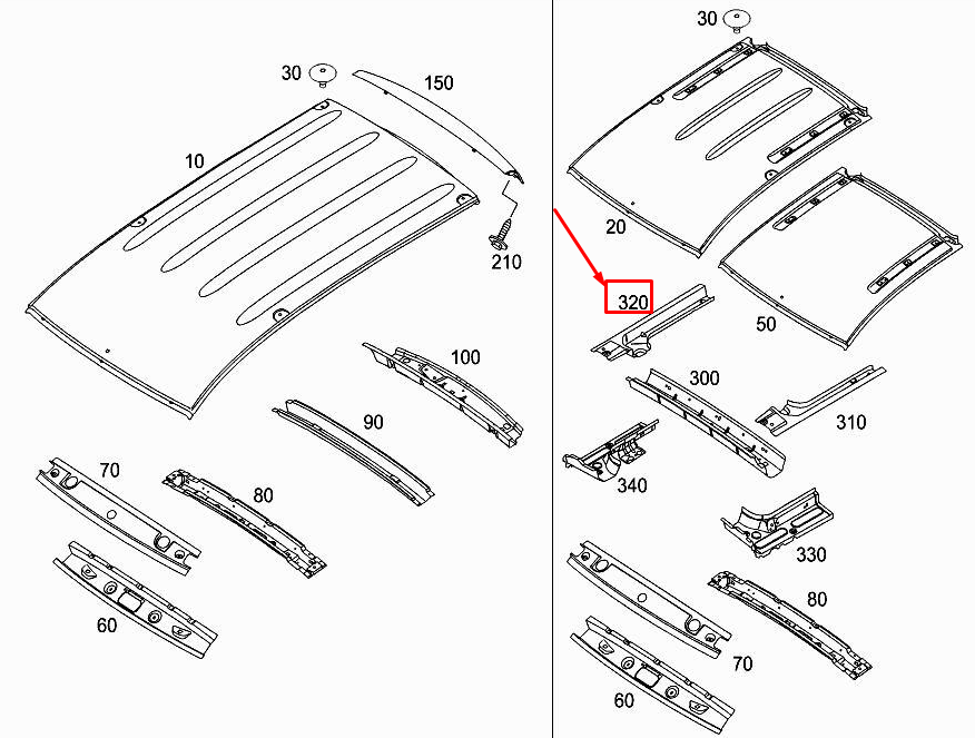 MERCEDES-BENZ CITAN W415 Rear Right Roof Reinforcement A4156511300
