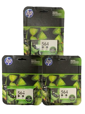 HP Proven Performance Twin Pack 564 Black Ink Cartridges Lot of 3 Exp. 2018 New