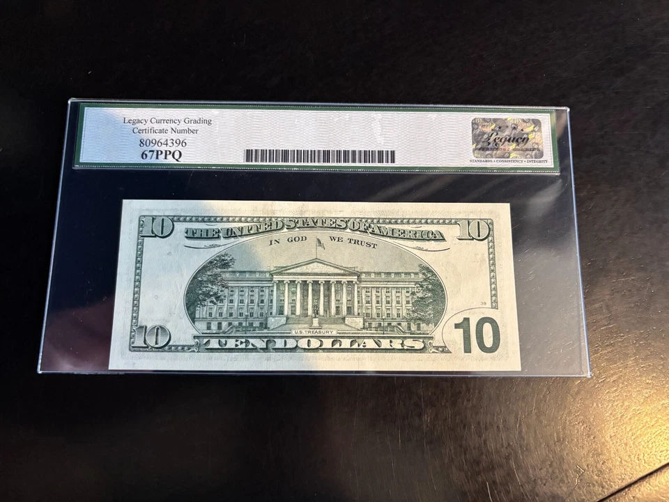 DBR 1999 $10 Boston STAR Fr. 2034-A* Superb Gem Legacy 67 PPQ Serial BA00506390* - Image 2 of 2