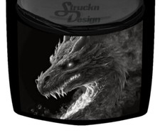 Gray Dark Fire Flaming Smoldering Dragon Hood Wrap Vinyl Graphic Decal 58