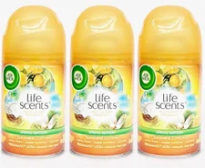 3 REFILLS Air Wick Freshmatic Ultra SUNSHINE COTTON Automatic Spray Refill