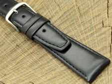 Vintage NOS Unused Hadley Roma Black Leather Silver Tone Buckle 20mm Watch Band