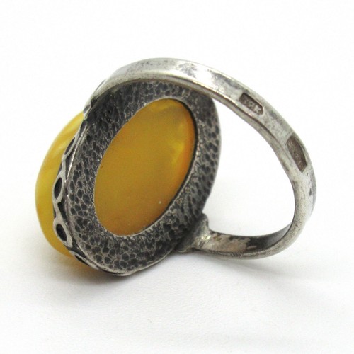 Soyuzyuvelirprom Minpribor Bernstein Ring Silber 875 Butterscotch Amber 琥珀色 - Bild 4 von 6