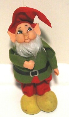 Vintage Santa Elf Pixie Ornament Figure Red Green Christmas 8'' Japan