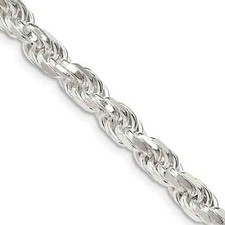 REAL 6mm Rope REAL 925 SOLID Sterling Silver Diamond Cut Chain Necklace Italy
