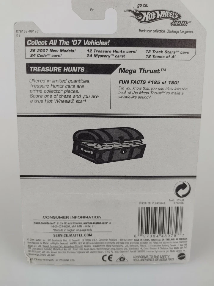 Mega Thrust #125/180 Super Treasure Hunts 05/12 Hot Wheels New * Flakey Paint * - Image 2 of 4