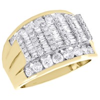 10K Gelbgold Rund- Und Baguette-Diamant Hochzeitsring 16Mm JubiläUmsring 2 Ct