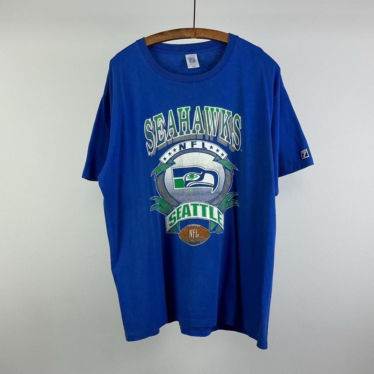 NFL シアトル・シーホークス フットボールTシャツ 90s USA製 Vintage 90s Seattle Seahawks NFL Single Stitch T Shirt Blue XL | eBay