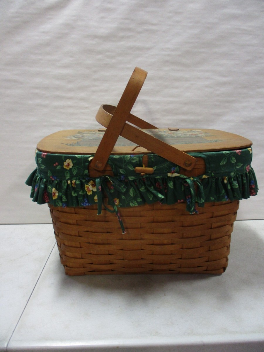 Longaberger ピクニックバスケット Whitewashed Picnic Basket — Longaberger