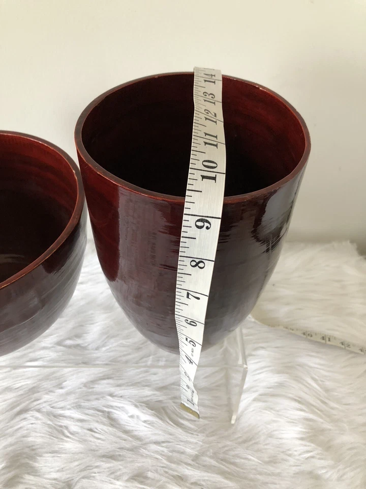 Juego artesanal de tazón y jarrón LifeStyles by Sixtrees de madera de bambú de 18" Foto 3 de 4