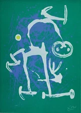 JOAN MIRO Art Poster or Premium Rolled Canvas Print "L'illetre bleu et blanc"