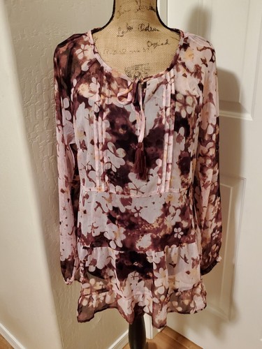 Chadwicks Of Boston Women's Size M Floral Long Sleeve Chiffon Top