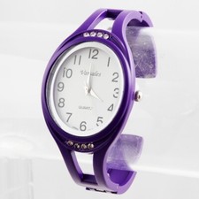 Purple Cuff Bangle Watch, Oval Purple Cuff Watch