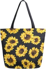 Sunflower Canvas Tote Bag Large Women Casual Shoulder Bag Handbag Watercolor ...