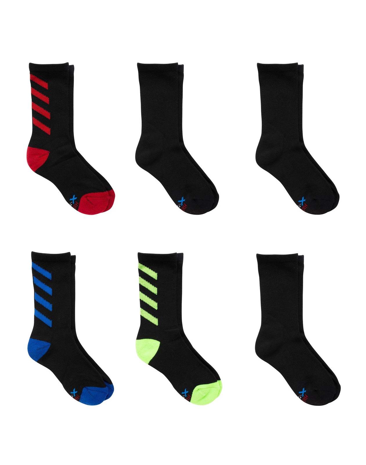 Hanes Crew Socks 6-Pack Performance Boys X-Temp Wicking Breathable Cushioned-image