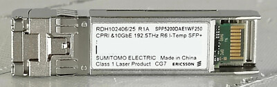 Ericsson RDH102406/25 R1A CPRI & 10GbE 192.5 THz R6 I-Temp SFP+ CRTUAEWLAA