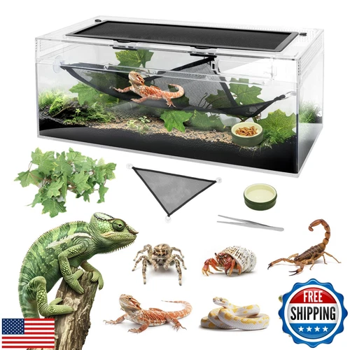 AZV Reptile PC Tank Terrarium Amphibian Turtle Tank Starter Kit Habitat Enclo