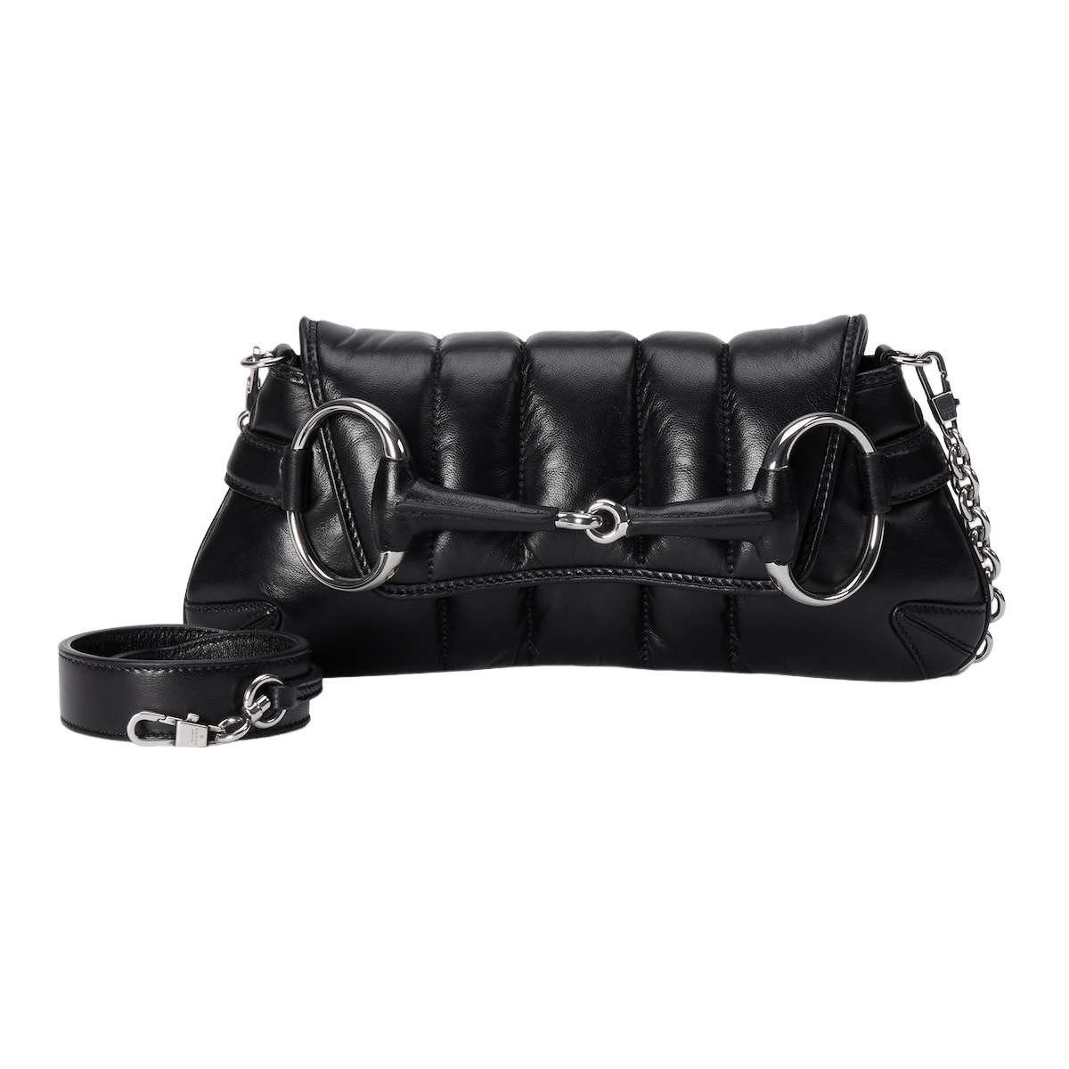 ショルダーバッグ・ポシェット GUCCI BLACK SMALL GUCCI HORSEBIT CHAIN LEATHER SHOULDER BAG GUCCI Horsebit Chain Small Black Quilted Leather Shoulder