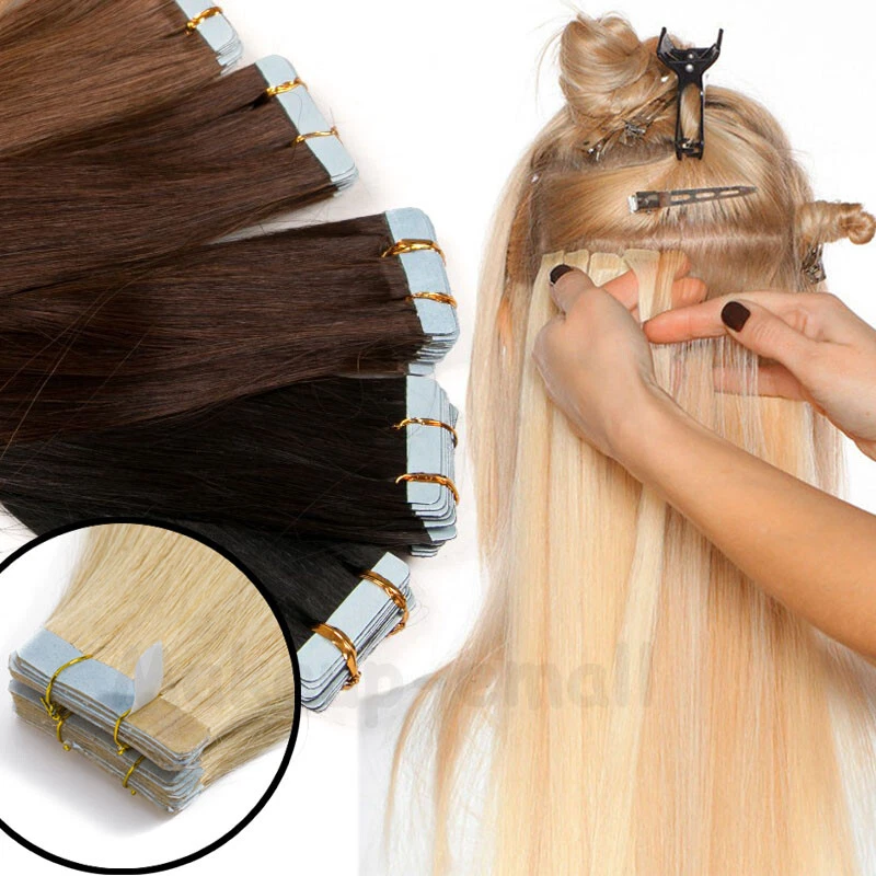 SEGO Tape In 100% Remy Echthaar Extensions Indisches Haarverlängerung Tressen Glatt