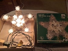 Vintage 11 Lite Star Christmas Tree Topper Electric Silver Light Display working