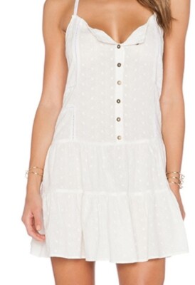Current Elliott The Florence Cotton Boho Dress White Sz Large $238 Summer Beach