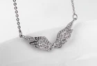 Silver Lovely Angel Wing Pave Cubic Zirconia Pendant Chain Necklace