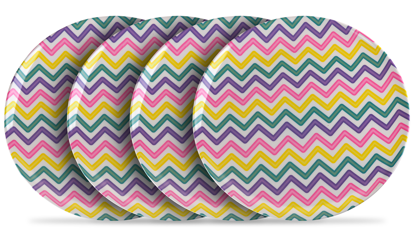 Melamine Plastic Dinner Plate Set - Zig Zag - Set of 4