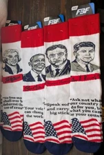 FBF Unisex One Size Fits Most USA Presidents Crew Socks Lot Of 4x Pairs