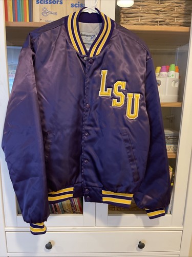 Vintage 80s Swingster LSU Louisiana State University Purple Satin Jacket Sz L - Picture 13 of 24