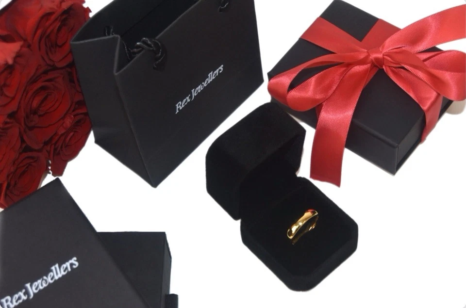 6MM Yellow Gold Wedding Ring 9ct Engagement Band Solid Gold Filled Ring - Image 2 of 4