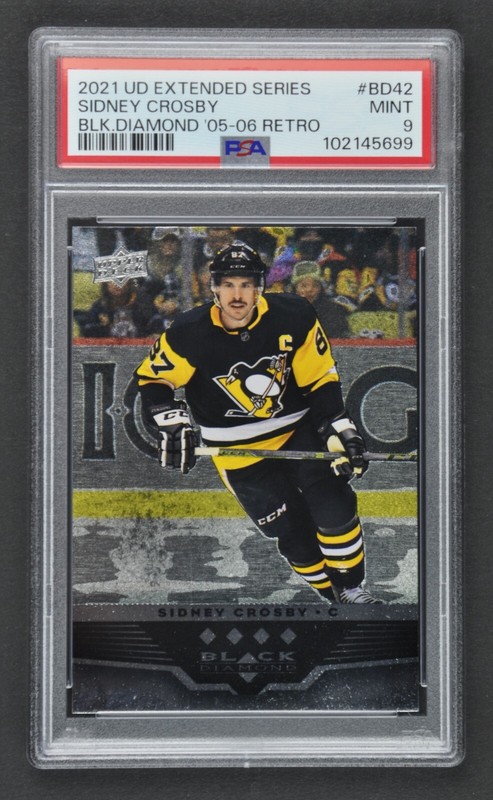 2021-22 UD Extended ~ SIDNEY CROSBY ~ 05-06 Retro Black Diamond 4 Star ~ PSA 9