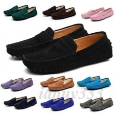 Womens Loafers Suede leather Driving Shoes Moccasins Slip On Flat Casual Shoes