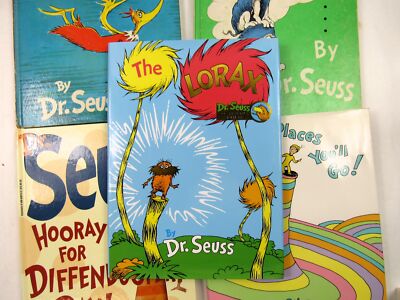 Lot 5 Vintage Doctor Seuss Hardcover Books 1950's 1990s Lorax