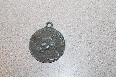 ESSO Keychain Embossed Tiger Gas Oil Garage Advertising VTG Fob Muscle Car 