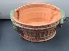Round Ceramic by FTD Made in Thailand Brown Basket Floral Arrangement Planter